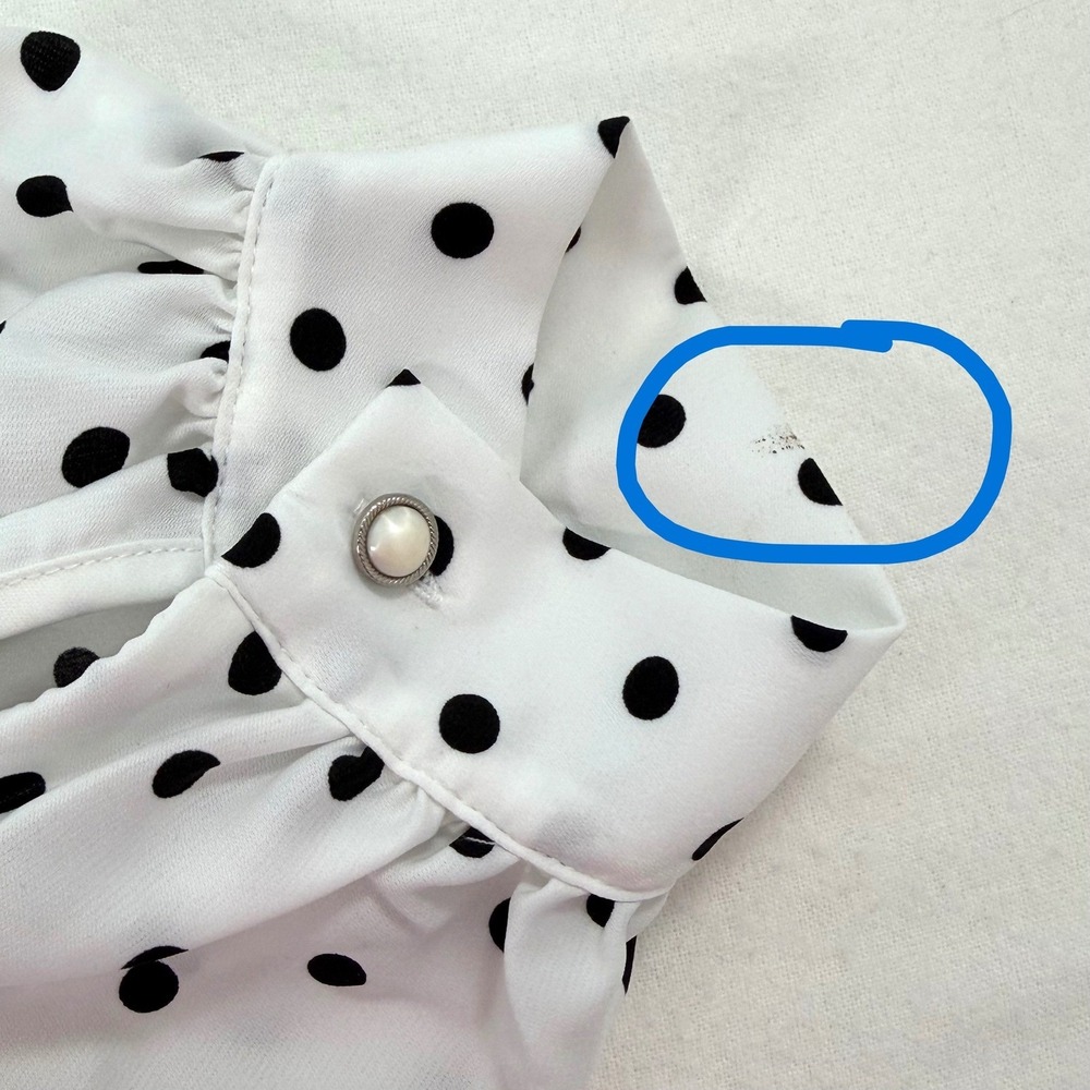FEHAUTE White Black Polka Dot Pleated Maxi Dress Balloon Sleeve A-Line Sz 10 NWT - Picture 9 of 16